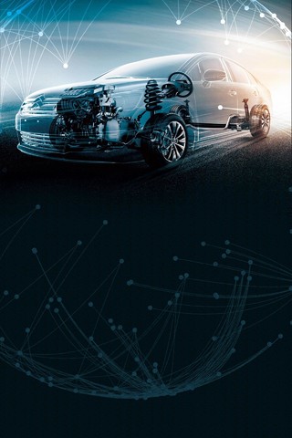 电子科技化汽车汽车维修炫光黑色背景海报